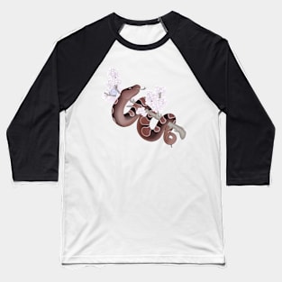 White Sakura Ball Python: Brown Baseball T-Shirt